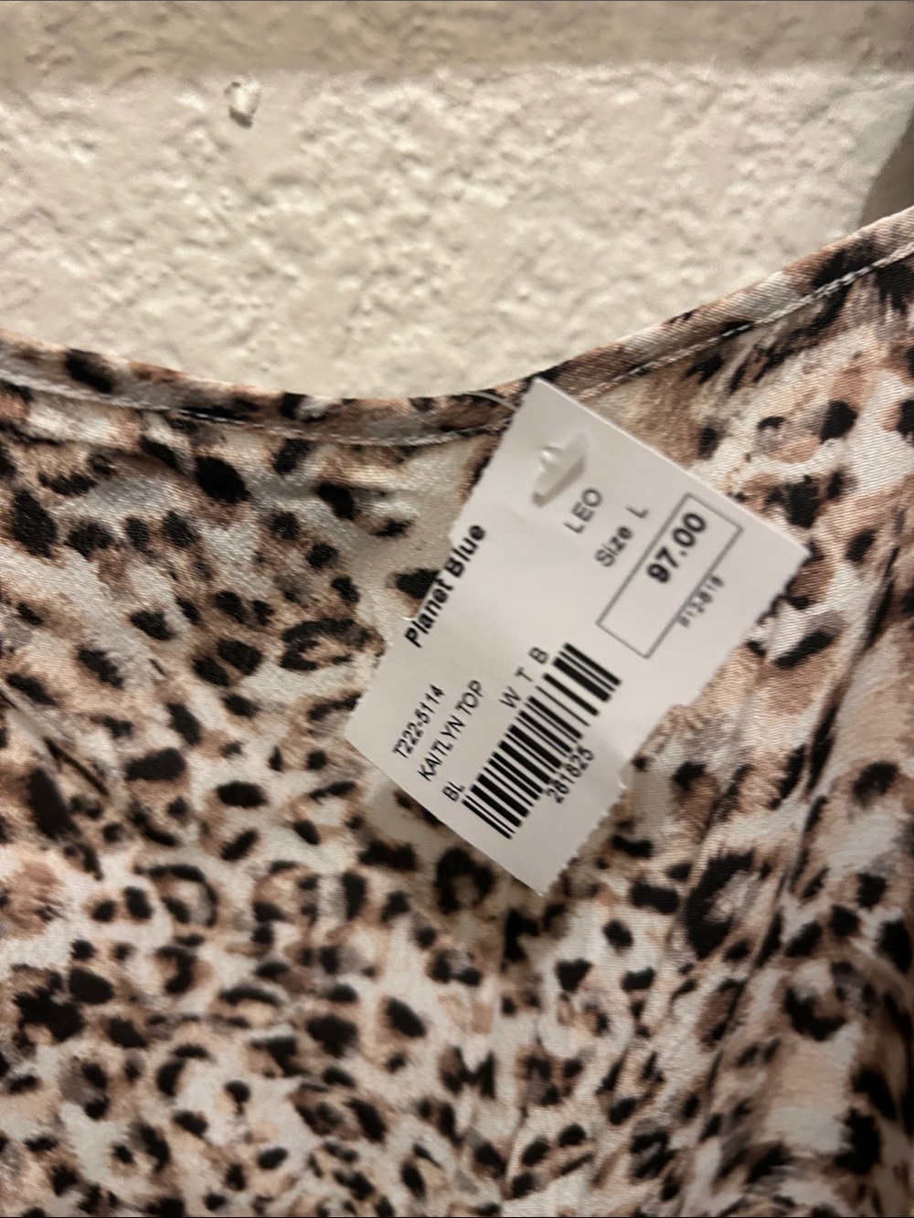 BLUE LIFE NWT Beige & Black Leopard Tie-Shoulder V-Neck Camisole Sz LARGE - Picture 9 of 10